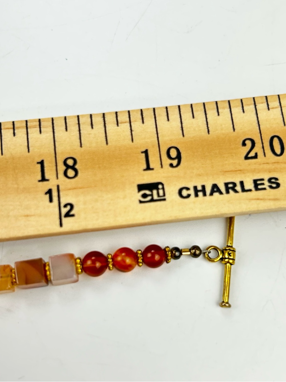 Handcrafted Carnelian Agate Red & Orange Beaded Necklace - Picture 4 of 6